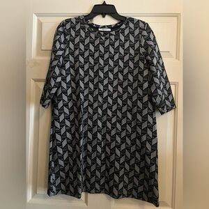 Zara Black and Gray Geometric Mini Dress